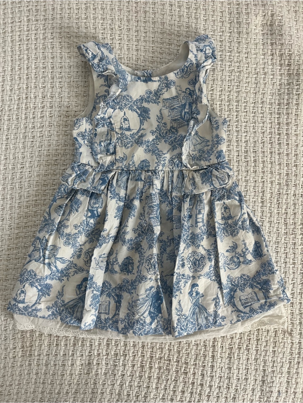Disney Blue and White Toile Print Dress for Kids
